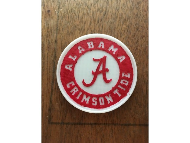 alabama-logo Untersetzer Dekor alabama Achterbahn trinken coaster Fußball-team Sport Universität 3D print model - Mito3D