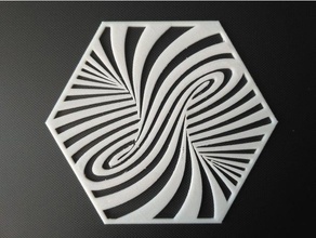 100hex spirale 2d art 2dart esagono stencil 3d print model - Mito3D
