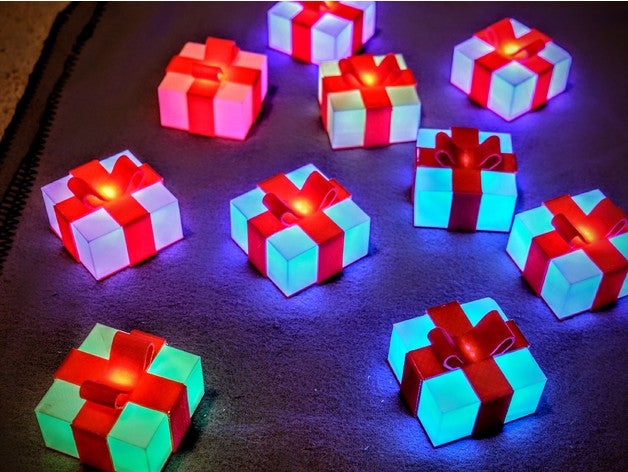 glowing gift box decor christmas decorations lights ornament ornaments trees colors cube decoration electronics holiday led light merry present 3D print model - Mito3D