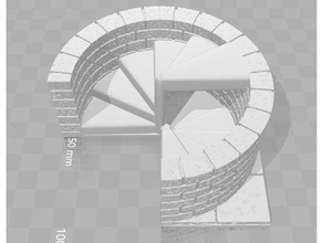 openforge 20 de corte pedra da escadaria em espiral 4x4 interna para cima e baixo jogos dnd dungeon tiles escada 3d print model - Mito3D