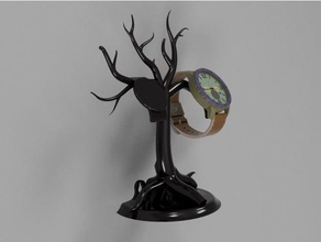 watch stand accessories art clock dead design fossil men mount nature organize punk steam tree wall wood wrist 3d print model - Mito3D