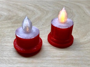 simple modular tea light decor 5mm led battery candle candles coin cell cr2032 decoration flame flicker holder lamp mount tealight 3d print model - Mito3D