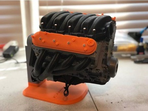 3d printed rotating ls3 engine display stand - remix mechanical toys base camaro 3d print model - Mito3D