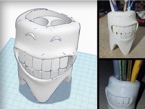 souriant porte-brosse à dents la salle de bains accessoires sourire brosse 3d print model - Mito3D