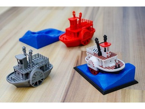 old paddle-wheel steam boat display stand visual benchy toy & game accessories aquarium bath bathtub children float floats kid kids multicolor multicolour paddle river steamboat steamer swims toys water wave wheel 3d print model - Mito3D