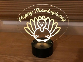joyeux thanksgiving edge-lit signe décor edgelit l'action de grâces 3d print model - Mito3D