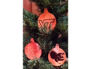 virginia tech flache Ornamente Dekor 2017 Weihnachten ornament Baum 3d print model - Mito3D