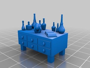 alchemist desk model furniture alchemest d&d heroquest wizard 3d print model - Mito3D
