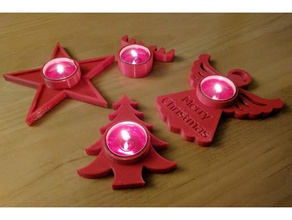 Noel tealights dekor dekorasyon süsü mutlu noeller tealight tutucu 3d print model - Mito3D