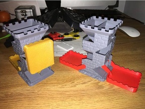 tijolo de dados torre com ameias bandejas brinquedo & acessórios para jogos da dado bandeja 3d print model - Mito3D