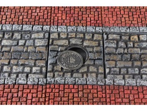 openforge cobblestone streets manholes toy & game accessories dnd tiles dungeon frostgrave miniatures openforge2 pathfinder rpg tabletop terrain tile 3d print model - Mito3D