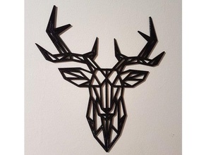 geometric deer wall sculpture sculptures art linear lowpoly low poly 3d print model - Mito3D