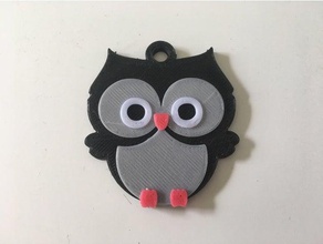multi-coloured owl key tag keychains colour multicolour trinket 3d print model - Mito3D