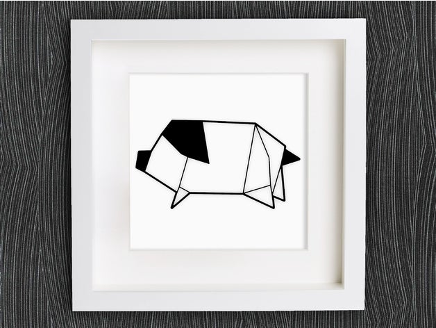 personnalisable origami cochon animaux 2d art braille openscad personnalisables personnalisé customizer décor de la décoration décorations boucle d'oreille des boucles d'oreilles géographie géométriques maison bijoux l'origami murale 3D print model - Mito3D