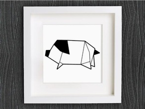 customizable origami pig animals 2d art braille openscad customized customizer decor decoration decorations earring earrings geography geometric home jewelry wall 3d print model - Mito3D