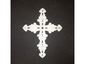 croce ornamenti 2d art decorativo pizzo cattolica romana albero di natale 3d print model - Mito3D