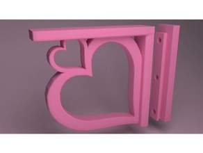 heart shelf brace decor home decoration improvement bracket mount support wall 3d print model - Mito3D