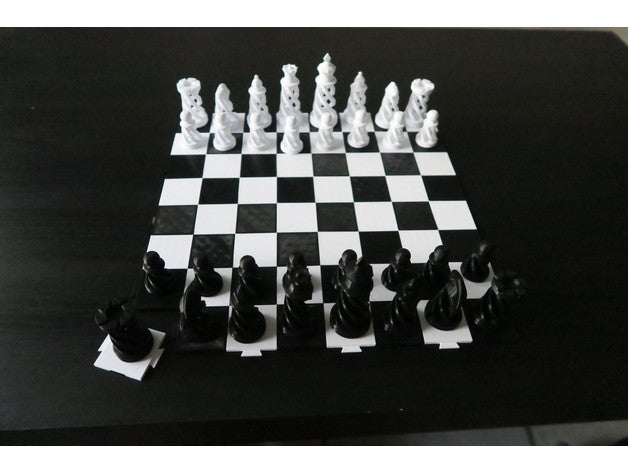 simple chess board - easy print chessboard set 3D print model - Mito3D