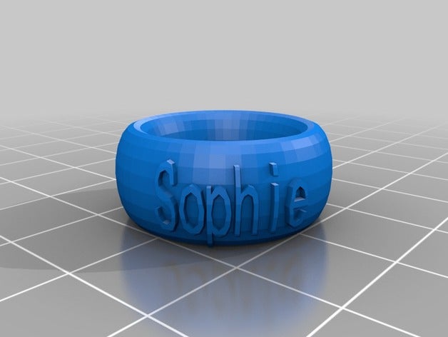 sophie text ring fashion customized 3D print model - Mito3D
