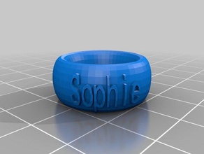 sophie text ring fashion customized 3d print model - Mito3D