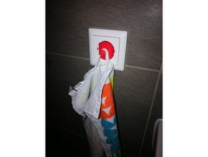 towel hook eu schuko plug bathroom 3d print model - Mito3D