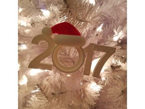 2017 christmas picture ornament w santa hat holiday keepsake frame 3d print model - Mito3D