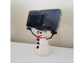 kardan adam telefonu sahibi heykeller 3d kalem Noel dekorasyon tatil telefon standı akıllı kar 3d print model - Mito3D