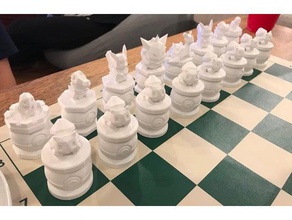 low poly pokemon chess set hex nut 3d print model - Mito3D