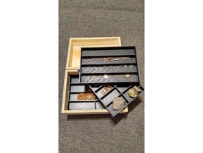 caixa de madeira bandejas armazenamento recipientes jóias 3d print model - Mito3D