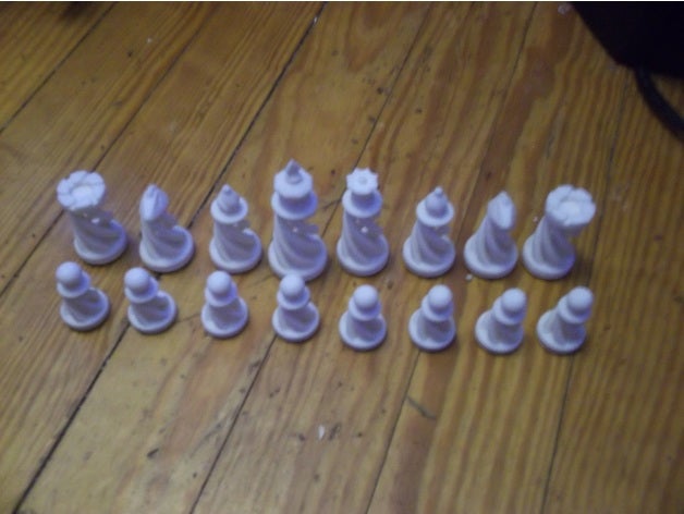 spiral chess set group 3D print model - Mito3D