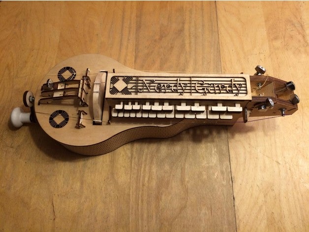 nerdy gurdy - v5 Musik hurdy lasercut laser-cut musical instrument 3D print model - Mito3D