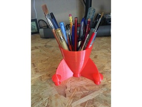 rocket verns style desk tidy 3d printing pen pot 3d print model - Mito3D
