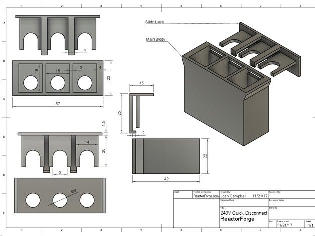 204 volt kesme ekleme konut hızlı elektronik 240 yüksek gerilim indüksiyon ısıtıcı ana güç paneli çabuk serbest bırakın 3D print model - Mito3D