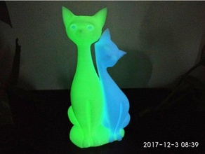 twin gatos dupla extrusão esculturas cat dualextrusion de cores extrusora dual material 3d print model - Mito3D