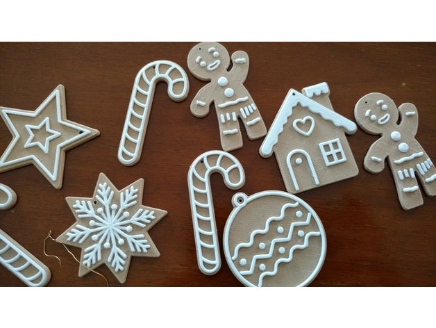 natale cookie ornamenti arredamento angelo canna di caramella decorazione ornamento l'albero i per la casa noel neve fiocco calzino stella con il treno decorazioni albero 3D print model - Mito3D