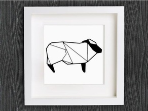 customizable origami sheep animals 2d art animal customized customizer decor decoration decorations decorative earring geometric geometrical home homedecor jewelry lowpoly low poly openscad pendant ring schaf wall wool 3d print model - Mito3D