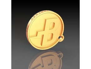 burstcoin-chave da cadeia de coisa moedas e selos bitcoin explosão burstcoin crypto cryptocurrency 3d print model - Mito3D