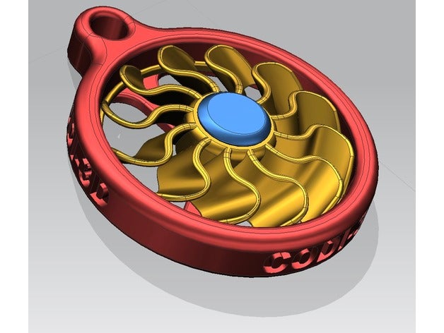 portachiavi ciondolo girante turbofan - pendant keychain impeller keychains blade blades codi-3d codi3d elica stebo 3D print model - Mito3D