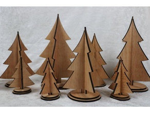 laser cut christmas trees decor decoration decorations tree festive gift lasercut cutter wood 3d print model - Mito3D