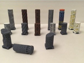 elaborate designed columns w openlock toys & games dungeon dungeons dragons fantasy gaming miniature 28mm pathfinder rpg prop tabletop 3d print model - Mito3D
