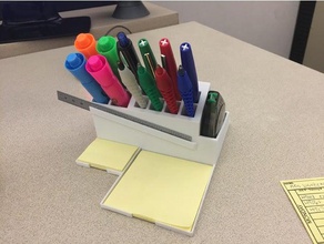 desk organizer w scale white out holders office highlighter pen pencil cup holder post-it whiteout 3d print model - Mito3D