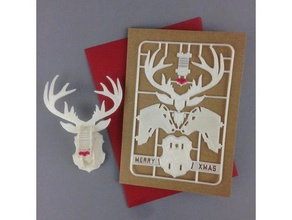 christmas reindeer card kit 2d art assembly cut out stag winter 3d print model - Mito3D