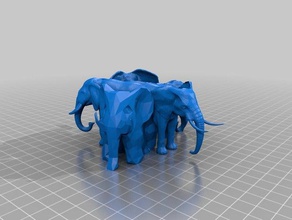 one five elephants sculptures 3d print model - Mito3D