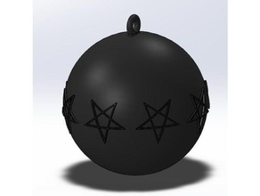 anti christmas tree ball black metal heads w pentagram hd stl decor decoration decorations death heavy xmas 3d print model - Mito3D