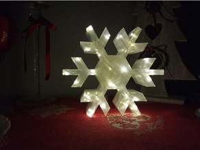 flocon de neige lampe led décor les fêtes noël décoration ornement clair claire pla la à lumière l'éclairage transparent filament d'hiver 3d print model - Mito3D