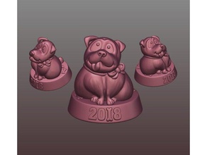 símbolo del nuevo año 2018 las esculturas perro divertido de regalo escultura 3d print model - Mito3D