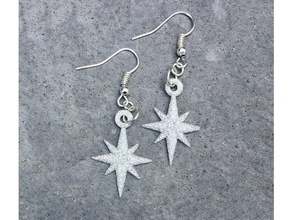 starflake star pendant earrings christmas ornament compass holiday jewelry north snowflake starburst stars winter 3d print model - Mito3D