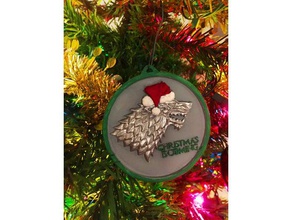 la navidad que viene decoración de regalo adorno el árbol direwolf juego tronos casa jon ned sigilo nieve stark invierno se avecina 3d print model - Mito3D