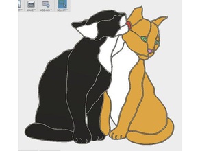 2 gatos cariñosos Arte en 2d cat a los lindo amor 3d print model - Mito3D