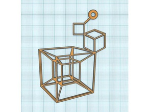 4d 1d 2d art cube dimensions hypercube keychain line math square 3d print model - Mito3D